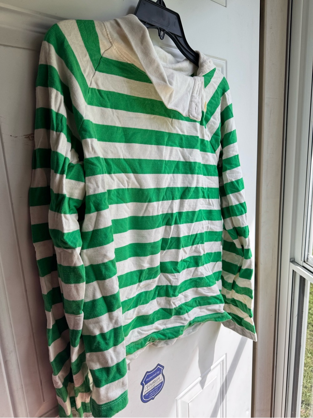 J. Crew Green & White Striped Long Sleeve Tee